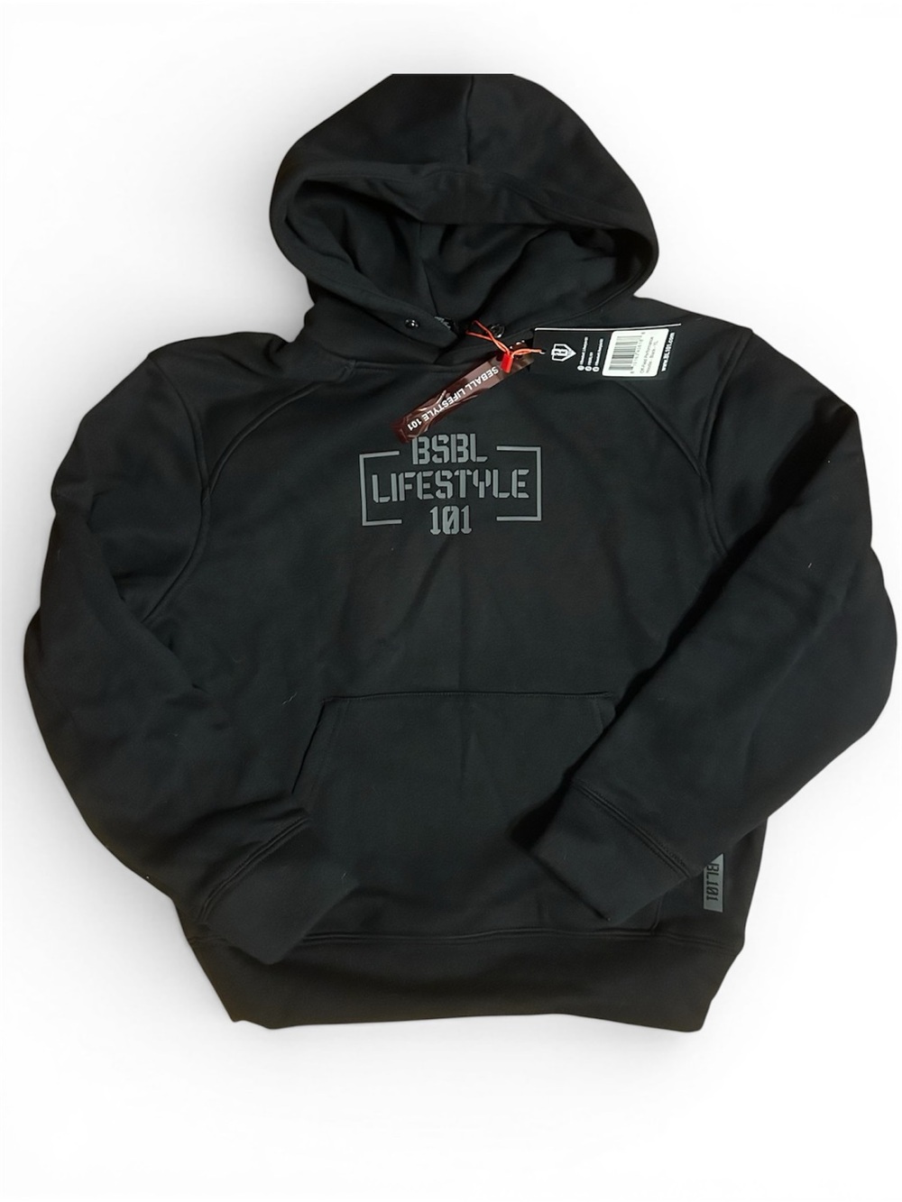 Baseball Lifestyle 101 Black performance Hoodie youth large NWT